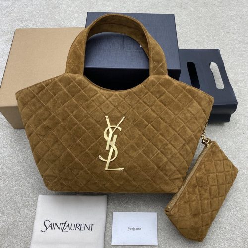 Small Suede Icare Tote Bag 858191 Soft Suede Work Shoulder Bag