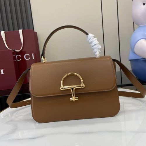 Structured Leather Top Handle Handbag