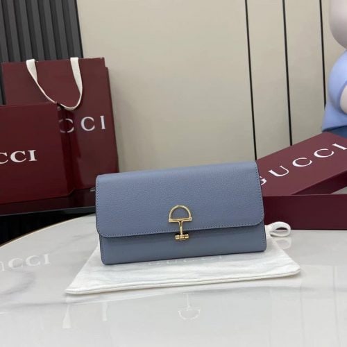Slim Leather Shoulder Bag with Metal Buckle