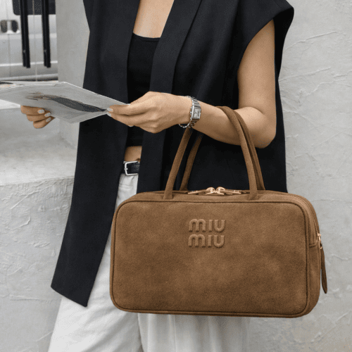 Suede Bowling Style Briefcase
