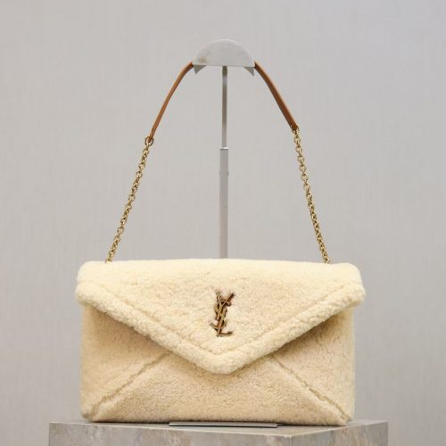 Shearling Envelope Chain Clutch